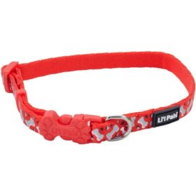 Li'L Pals Reflective Collar - Red with Bones - 6-8"L x 3/8"W