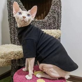 Hairless Cat Clothes Thermal Base (Option: Deep Black Color-XS)