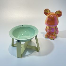 Ceramic Cat Bowl Cat Iron Frame High Leg Tableware Combination Fairy Dining Rack Cat Food Holder (Option: Green Bowl)