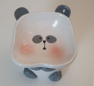 Cute Cartoon High Leg Ceramic Pet Bowl (Option: Cute Panda Tall Bowl)