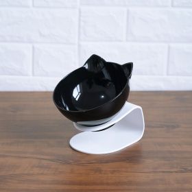 Non Slip Double Cat Bowl With Raised Stand Pet Food Cat Feeder Protect Cervical Vertebra Dog Bowl Transparent Pet Products (Option: Single black and box)