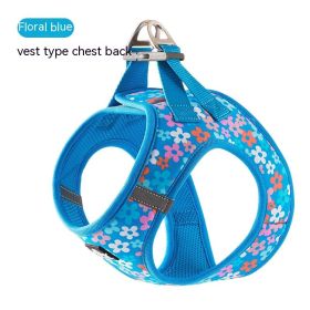 Dog Vest Strap Hand Holding Rope Breathable Lightweight (Option: Floral Blue-3XS)