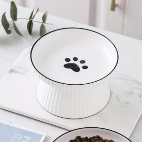 Ceramic Tall Anti-Overturning Large Cat Bowl (Option: Paw)