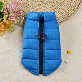 Autumn And Winter Zipper Vest Warm Pet Clothes (Option: Blue-M)