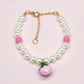 Pet Necklace Cat Bell Ornament Christmas Product (Option: Pink And White Strawberry-M Code)