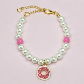 Pet Necklace Cat Bell Ornament Christmas Product (Option: Pink And White Doughnut-M Code)