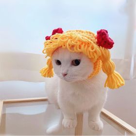 New Pet Hat Cute Style Braid Headgear Spring And Autumn (Option: Yellow-S)