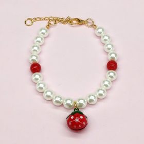 Pet Necklace Cat Bell Ornament Christmas Product (Option: Red And White Strawberry-S Code)