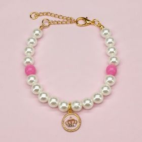 Pet Necklace Cat Bell Ornament Christmas Product (Option: Pink And White Crown-M Code)