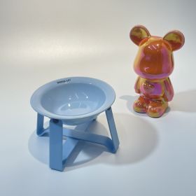 Ceramic Cat Bowl Cat Iron Frame High Leg Tableware Combination Fairy Dining Rack Cat Food Holder (Option: Light Blue)