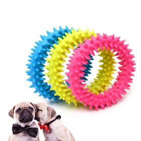 Pet Dog Toy Non-Toxic Rubber Cute Round Play Durable To Chew Toys Dog Tooth Cleaning Molar Training Safe Toy Pet Supplies (Color: Pink)