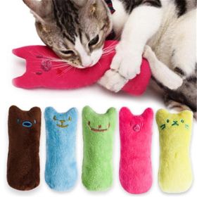 Teeth Grinding Catnip Toys Funny Interactive Plush Cat Toy Pet Kitten Chewing Vocal Toy Claws Thumb Bite Cat Mint for Cats Hot (Color: brown)