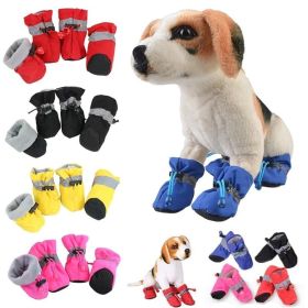 Anti-slip Pet Dog shoes Waterproof boots shoes puppy cat socks boots dog shoes (Color: Red)