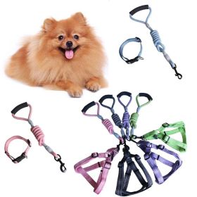 1 Set Pet Supplies Pet Chest and Back Cover Linen Plain Handle Round Rope Explosion-proof Punch Adjustable Traction Rope (Color: Blue)