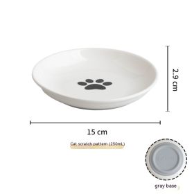 Silicone Non-slip Ceramic Cat Plate Pet (Option: Paw Print Plate Gray Silicone)