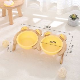 Cervical Spine Tilt Ceramic Cat Basin (Option: Yellow-Double bowl)