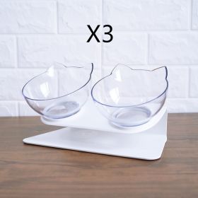 Non Slip Double Cat Bowl With Raised Stand Pet Food Cat Feeder Protect Cervical Vertebra Dog Bowl Transparent Pet Products (Option: Double transparent and box3pcs)