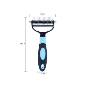 Dog And Cat Dual Purpose Combs For Removing Floating Hair And Dead Knots (Option: Blue-S)