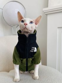 Hairless Cat Clothes Warm Pet Cat Clothes (Option: Army Green-S)