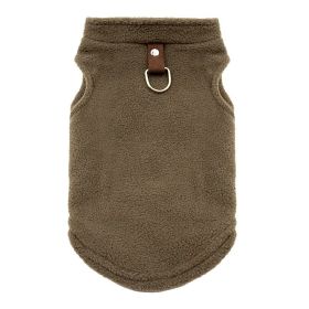 Pet Clothes Thickened Pure Color Ribbon Traction (Option: Polar Fleece Vest Coffee-L)