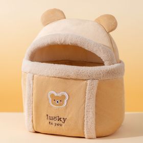 Animal-shaped Pet Diaper Bag Off-shoulder Bag Kitten Puppy Portable Cat Bag Pet Backpack (Option: Rock Yellow Bear Hand Bag-Large)