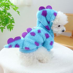 Fleece-lined Warm Dog Cat Clothing Flower Four Feet Pet Costume (Option: Short Flower Dinosaur-L)