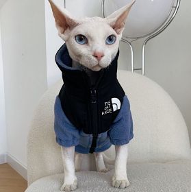 Hairless Cat Clothes Warm Pet Cat Clothes (Option: Sapphire Blue-XXL)