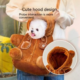 Animal-shaped Pet Diaper Bag Off-shoulder Bag Kitten Puppy Portable Cat Bag Pet Backpack (Option: Brown Bear Messenger Bag-Large)